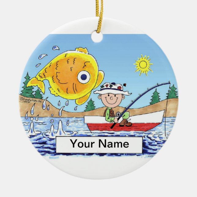 Fishing - Male Ceramic Ornament (Front)