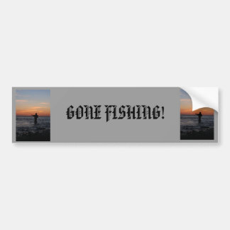 fishing man sunset, fishing man sunset, GONE FI... Bumper Sticker