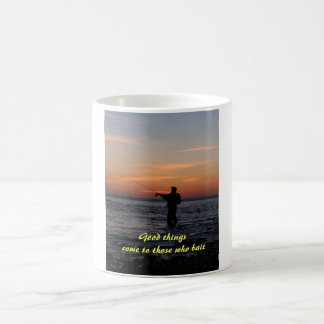 fishing man sunset, Good things come to those w... Coffee Mug