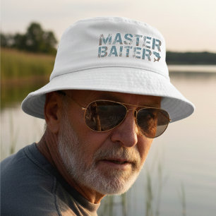 Fishing Master Baiter Funny Adult Humor Blue Bucket Hat