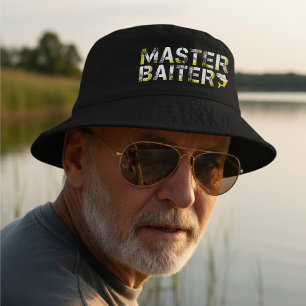 Fishing Master Baiter Funny Adult Humor Yellow Bucket Hat