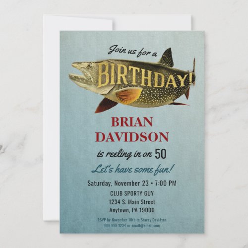Fishing Mens Birthday Party Invitation Fisherman