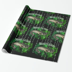 Fishing Merry Catmas Christmas Wrapping Paper