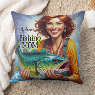 Fishing Mom Throw Pillow