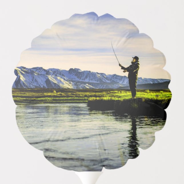 Fishing Mountain Lake Fisherman Balloon (Back)