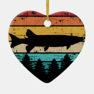 Fishing Muskie vintage retro Ceramic Ornament