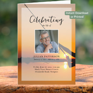 Fishing Nature Funeral Program Instant Download