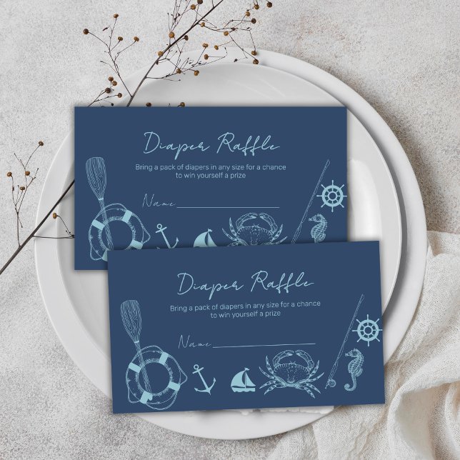 Fishing Nautical Boy Diaper Raffle Baby Shower  Enclosure Card (Fishing Nautical Boy Diaper Raffle Baby Shower Enclosure Card)