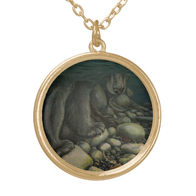 Fishing Necklace Coho Salmon Fishing Bear Gifts (Front)