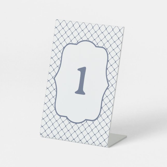 Fishing Net Standing Table Number Steel Blue Pedestal Sign (Front)