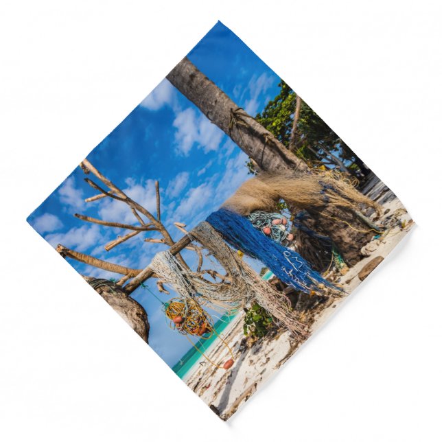 Fishing nets drying on the beach bandana (Front)