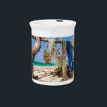 Fishing nets drying on the beach beverage pitcher<br><div class="desc">Fishing nets drying on the beach.</div>