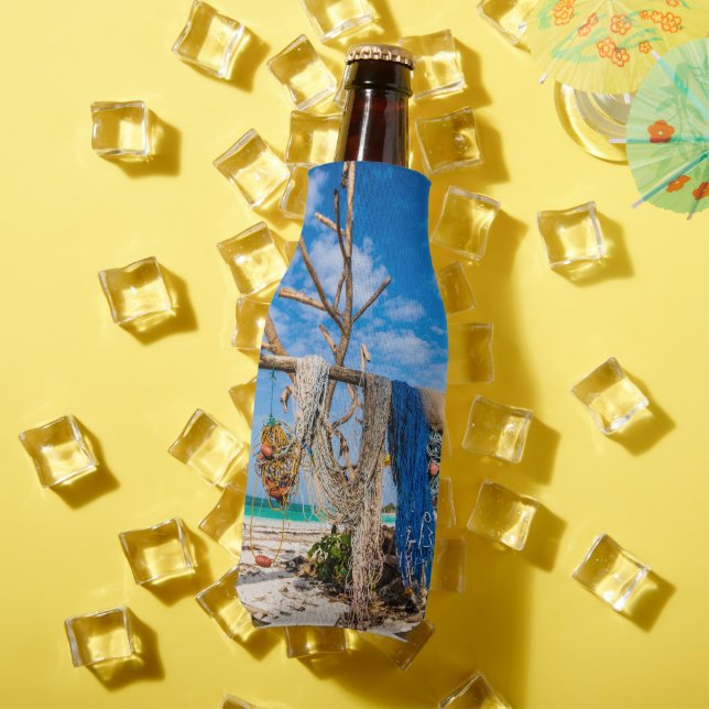 Fishing nets drying on the beach bottle cooler (In Situ Summer)