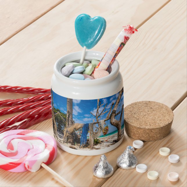 Fishing nets drying on the beach candy jar (In Situ)