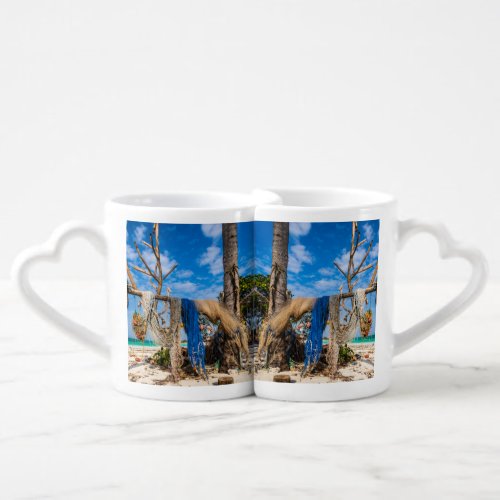 Fishing nets drying on the beach coffee mug set