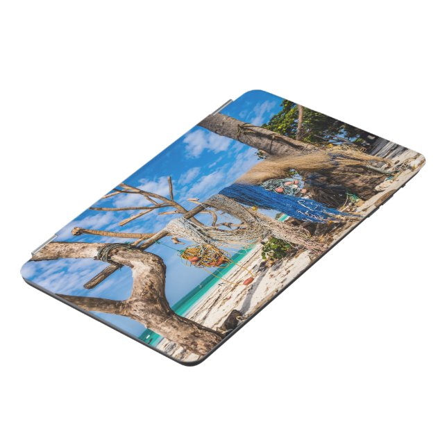 Fishing nets drying on the beach iPad mini cover (Side)