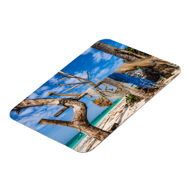 Fishing nets drying on the beach magnet (Left Side)