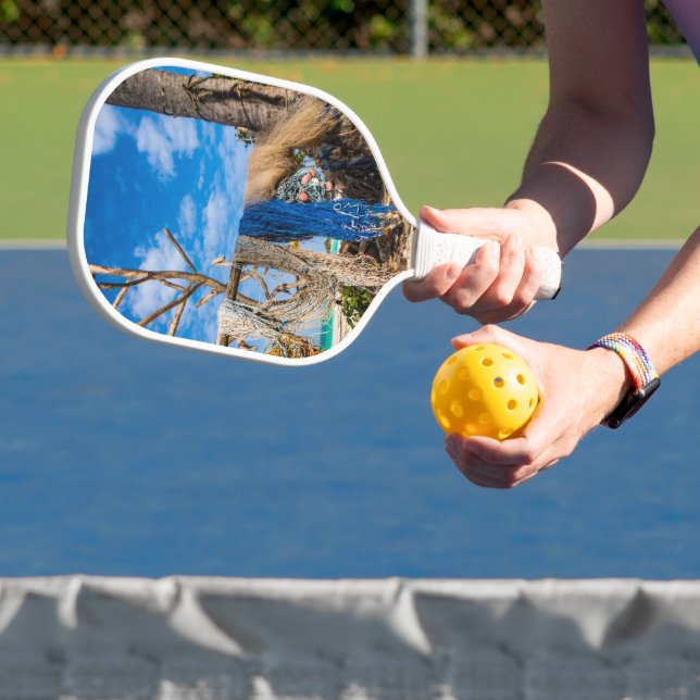 Fishing nets drying on the beach pickleball paddle (Insitu)