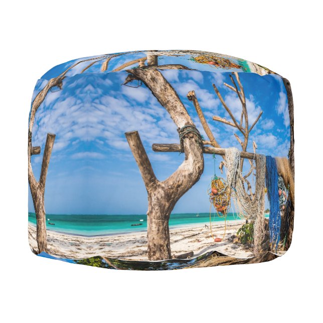 Fishing nets drying on the beach pouf (Right)