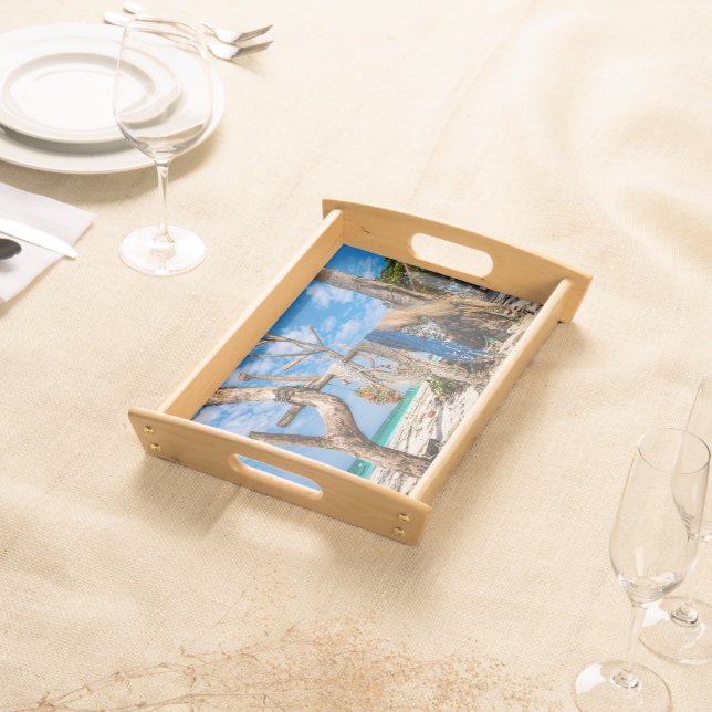 Fishing nets drying on the beach serving tray (Front)