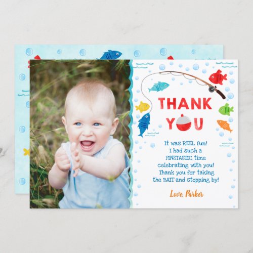 Fishing O_fish_ally 1st Birthday Thank You Cards