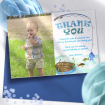 Fishing O-fish-ally birthday photo thank you card