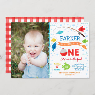 Fishing O-fish-ally ONE 1st Birthday Invitations