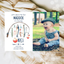 Fishing O-Fish-Ally The Big One Blue Boy Birthday  Invitation