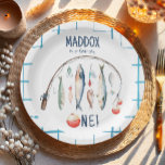 Fishing O-Fish-Ally The Big One Blue Boy Birthday  Paper Plates<br><div class="desc">♥ A perfect way to invite your guests to your little one's birthday party! Fishing theme. Please see the matching collection for all items we have available.</div>