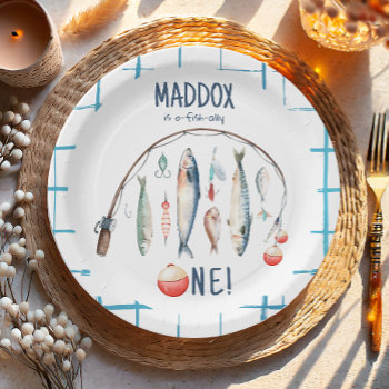 Fishing O-fish-ally The Big One Blue Boy Birthday  Paper Plates by Anietillustration at Zazzle