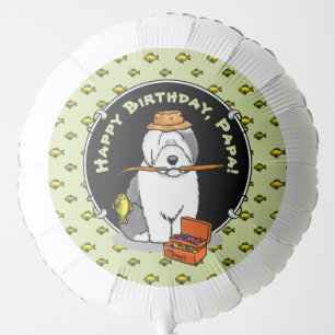 Fishing Old English Sheepdog Dog (Gray 1) Cute Balloon