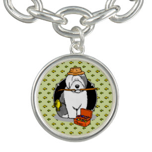 Fishing Old English Sheepdog Dog (Gray 1) Cute Bracelet