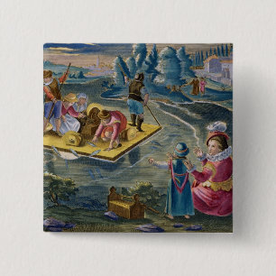 Fishing on a Lake at Night, plate 101 from 'Venati Button