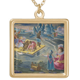 Fishing on a Lake at Night, plate 101 from 'Venati Gold Plated Necklace