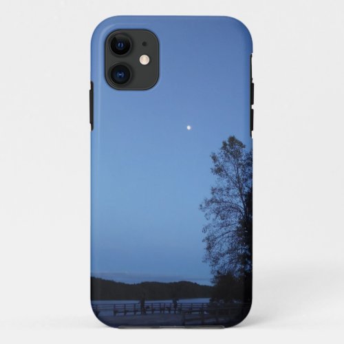 Fishing on a moon lit Mountain Lake iPhone 11 Case