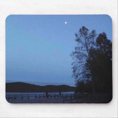 Fishing on a moon lit Mountain Lake Mouse Pad