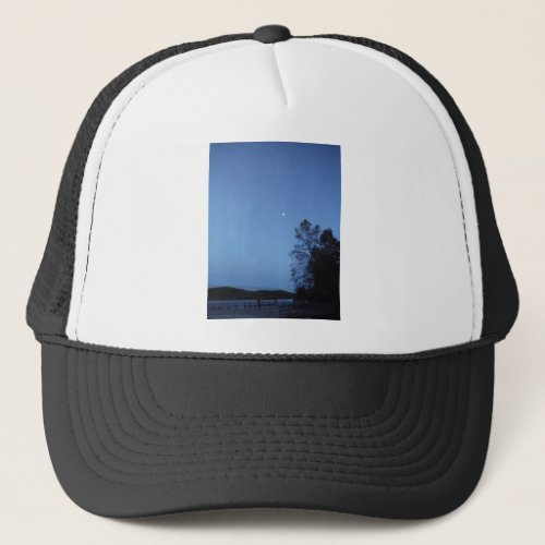 Fishing on a moon lit Mountain Lake Trucker Hat