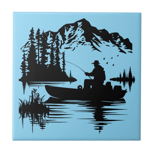 Fishing on the Lake Ceramic Tile (Front)