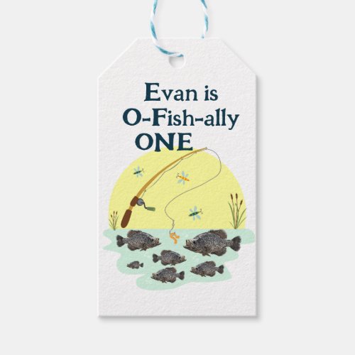 Fishing One Kids First Birthday Crappie Fish  Gift Tags