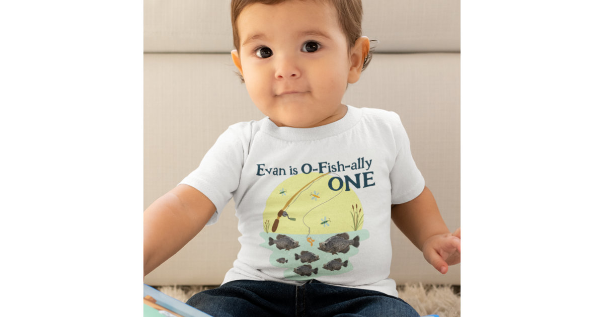 O-Fish-Ally One Bodysuit for Baby Boys Fishing Themed First Birthday Outfit  White Bodysuit