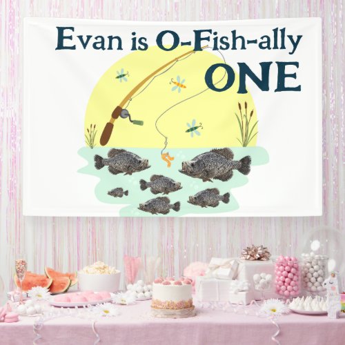 Fishing One Kids First Birthday Crappie Pan Fish Banner