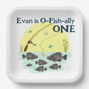 Fishing One Kid's First Birthday Crappie Pan Fish Paper Plates