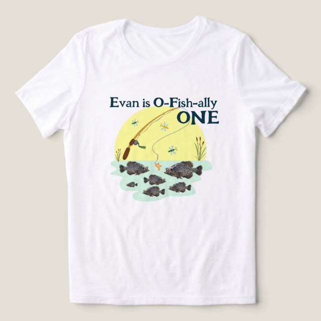 Fishing One Kid's First Birthday Crappie Pan Fish Tri-Blend Shirt (Design Front)