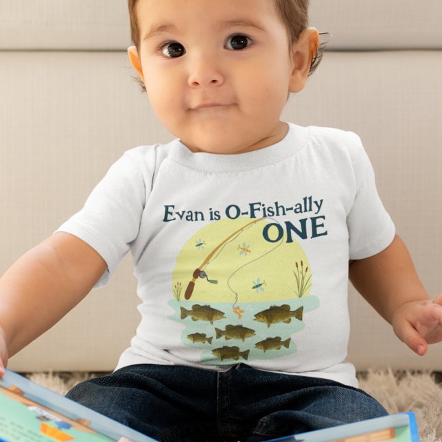 Fishing One Kid's First Birthday Smallmouth Bass  Baby T-Shirt (Creator Uploaded)