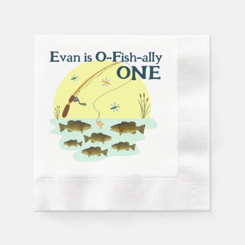 Fishing One Kids First Birthday Smallmouth Bass Napkins