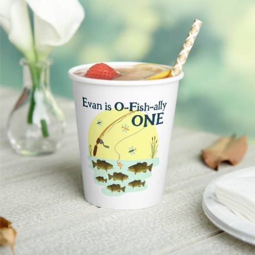 Fishing One Kids First Birthday Smallmouth Bass Paper Cups