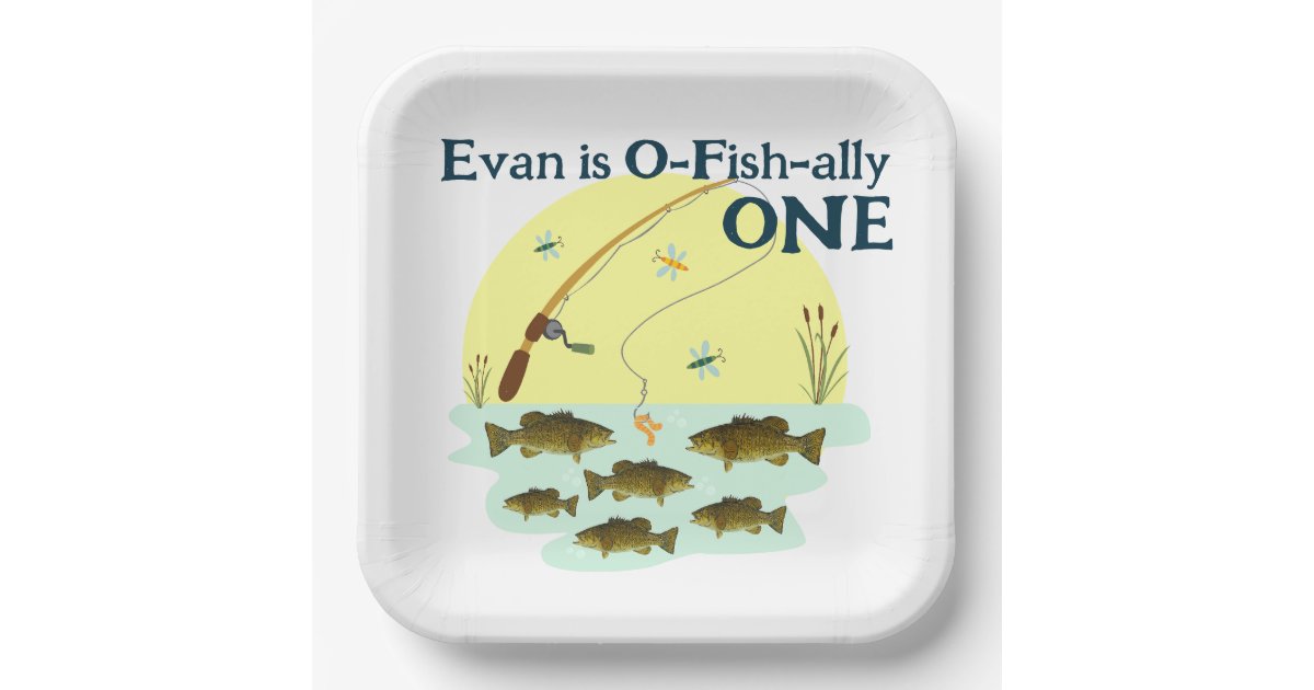 The Big One Colorful Fishing Theme 1st Birthday Paper Plates