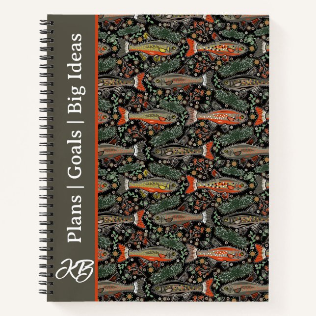 Fishing Orange Gray Trout Personalized Journal (Front)