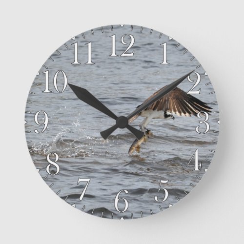 Fishing Osprey  Catch 3 Wildlife Photo Round Clock