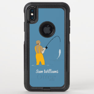  iPhone XS Max Vintage Blue Fisherman Fly Trendy Fishing Gear  Gift Set Idea Case : Cell Phones & Accessories